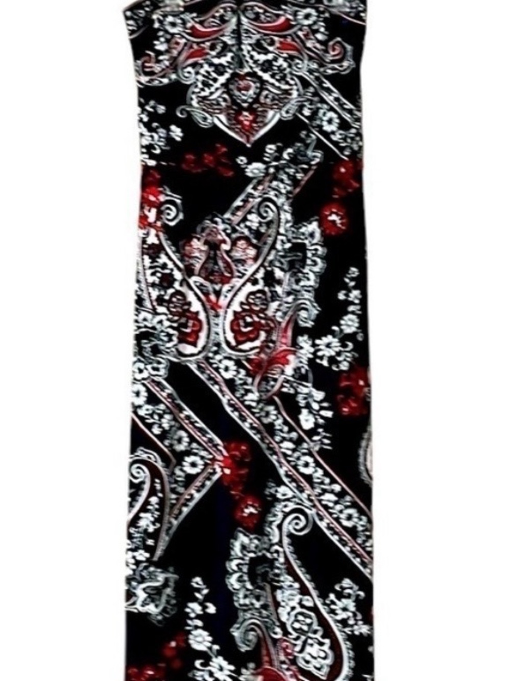 White House Black Market Black Red Paisley Maxi Dress